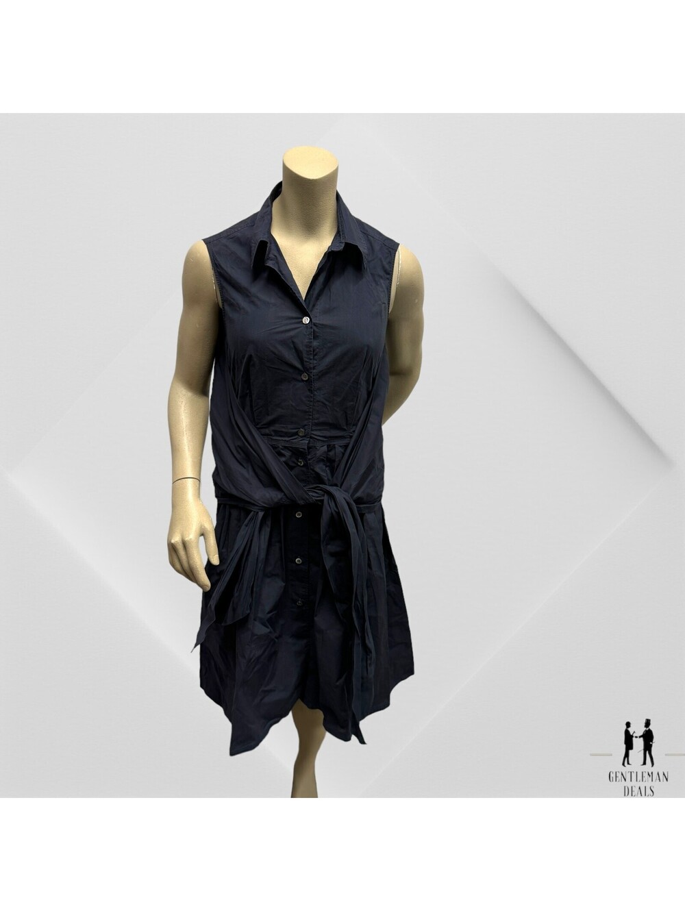Women's Sofi D'Hoore Pintuck Button Up Shirt Cotton Midi Dress, Size 36 - Blue S